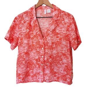 Cynthia Rowley Landscape Linen Shirt Blouse